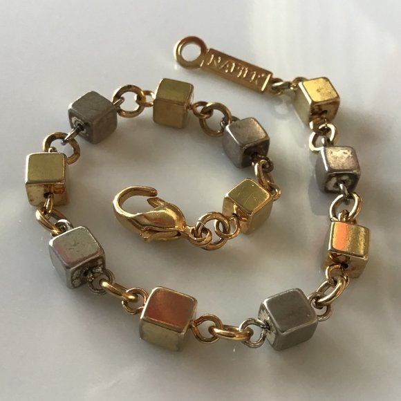 Vintage Napier Gold & Silver Tone Cube Bracelet Signed - Picture 11 of 16